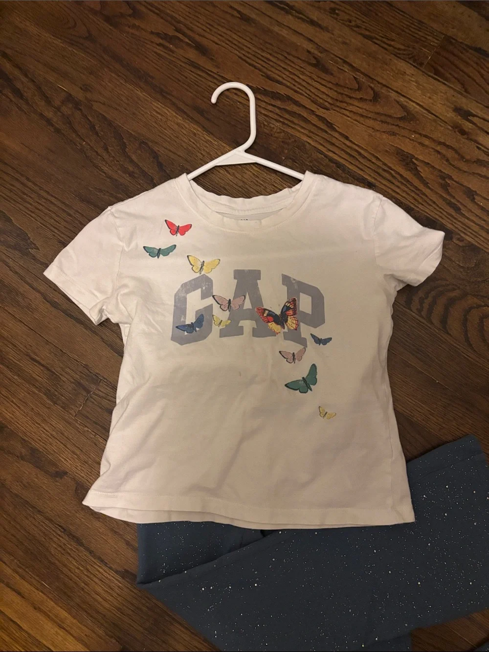GAP Girls' Blue Sparkle Leggings with matching GAP t-shirt.